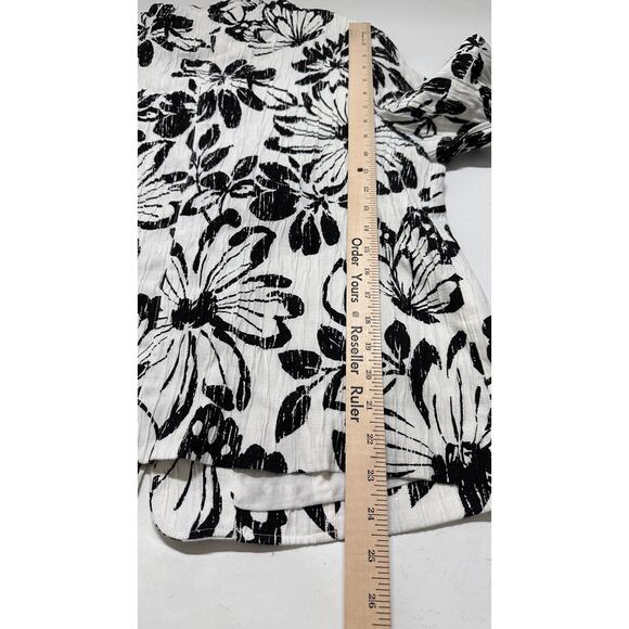 Alfred Dunner Full Zip Shirt Women Plus Size 18W Black White Floral Butterfly - Picture 6 of 7